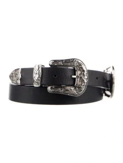 Pre-owned B-low The Belt Skinny Leather Waist Belt In Black