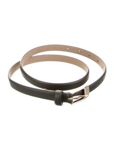 Pre-owned B-low The Belt Skinny Leather Waist Belt In Brown