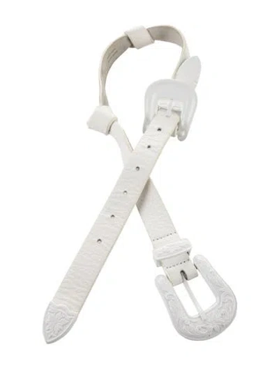 Pre-owned B-low The Belt Skinny Leather Waist Belt In White