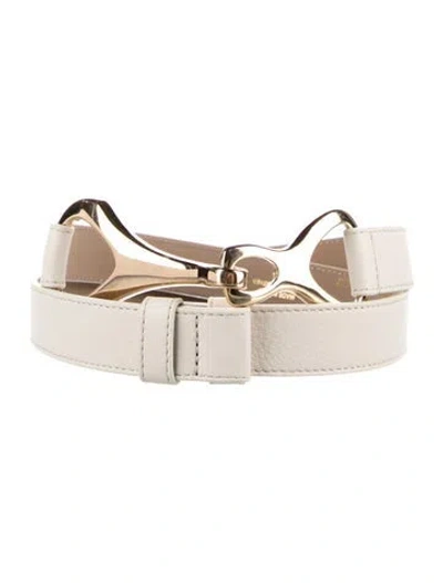 Pre-owned B-low The Belt Skinny Leather Waist Belt In White