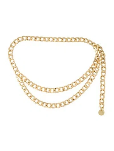 Pre-owned B-low The Belt Skinny Metal Chain-link Belt In Gold