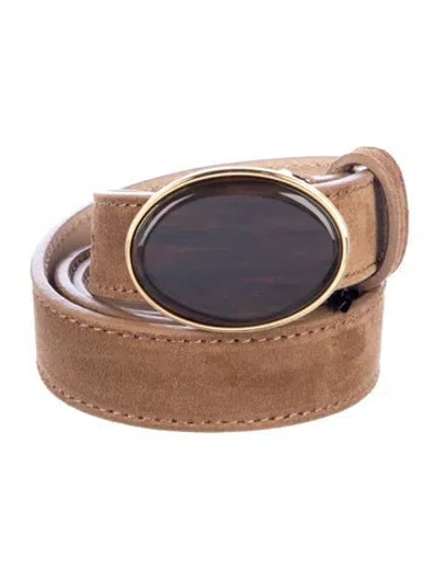 Pre-owned B-low The Belt Skinny Suede Waist Belt In Neutrals