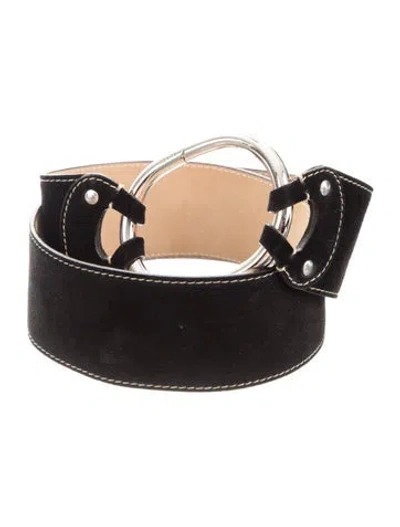 Pre-owned B-low The Belt Wide Leather Belt In Black