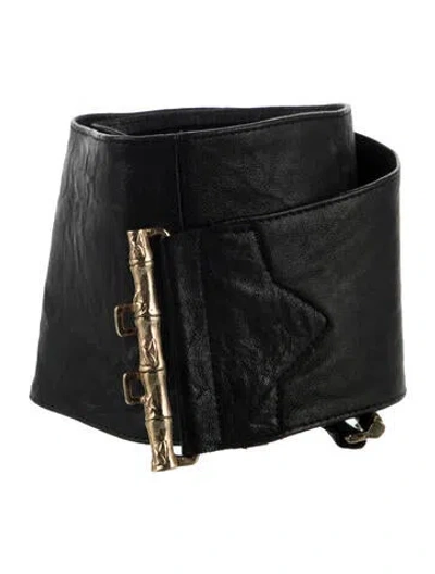 Pre-owned B-low The Belt Wide Leather Belt In Black