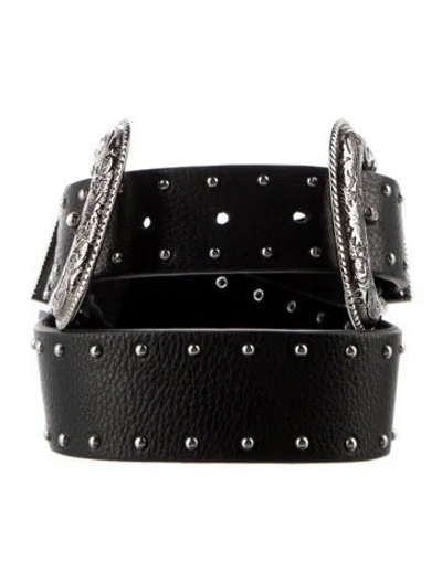 Pre-owned B-low The Belt Wide Leather Belt In Black
