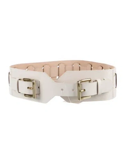Pre-owned B-low The Belt Wide Leather Belt In Neutral