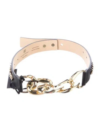 Pre-owned B-low The Belt Wide Leather Waist Belt In Black