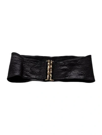 Pre-owned B-low The Belt Wide Leather Waist Belt In Black