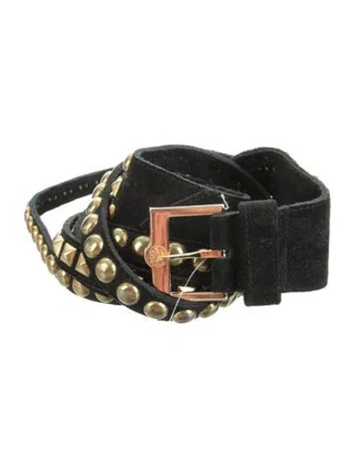 Pre-owned B-low The Belt Wide Leather Waist Belt In Black