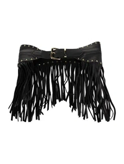 Pre-owned B-low The Belt Wide Leather Waist Belt In Black