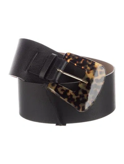 Pre-owned B-low The Belt Wide Leather Waist Belt In Black