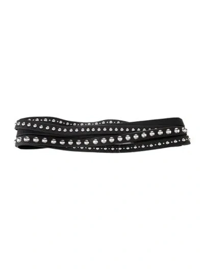 Pre-owned B-low The Belt Wide Leather Waist Belt In Black