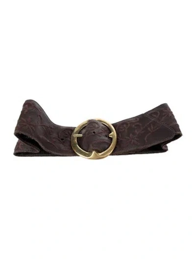 Pre-owned B-low The Belt Wide Leather Waist Belt In Brown