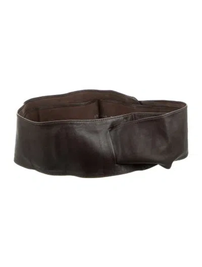 Pre-owned B-low The Belt Wide Leather Waist Belt In Brown