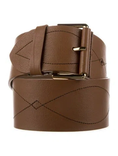 Pre-owned B-low The Belt Wide Leather Waist Belt In Brown