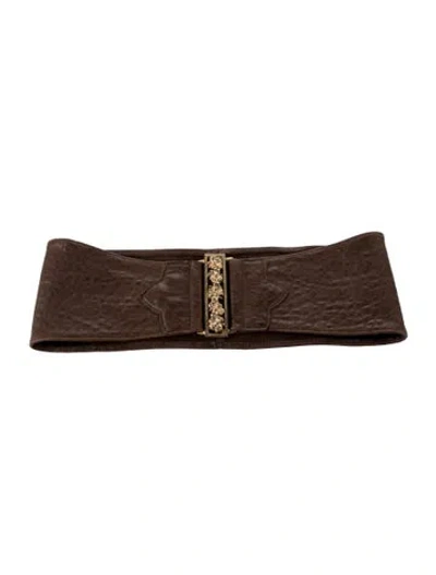 Pre-owned B-low The Belt Wide Leather Waist Belt In Brown