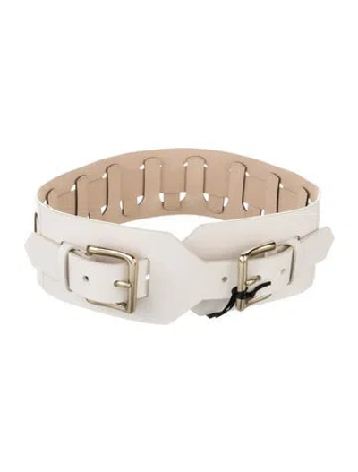 Pre-owned B-low The Belt Wide Leather Waist Belt In Neutral