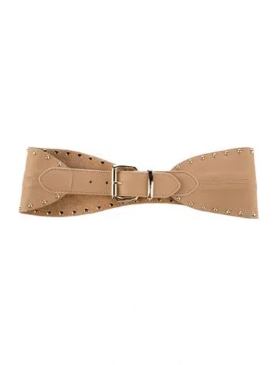 Pre-owned B-low The Belt Wide Leather Waist Belt In Neutrals