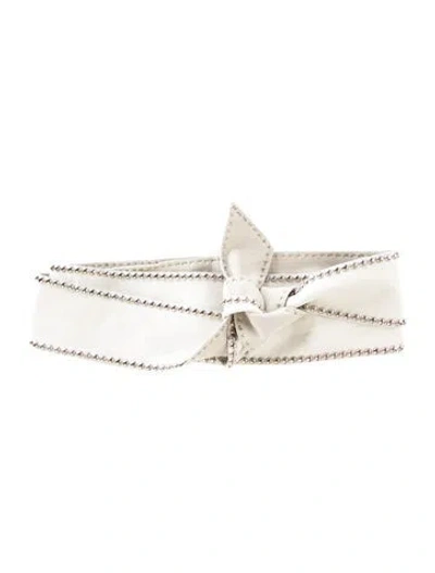 Pre-owned B-low The Belt Wide Leather Waist Belt In White