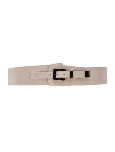 Pre-owned B-low The Belt Wide Leather Waist Belt In White
