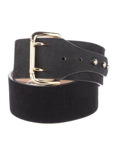 Pre-owned B-low The Belt Wide Ponyhair Belt In Black