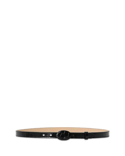 B-low The Belt Women's June Slim Croc Embossed Leather Belt In Black