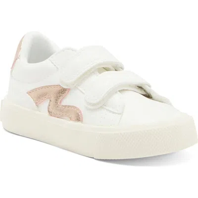 Blowfish Footwear Kids' Vince Strap Sneaker In White/rose Gold