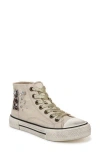 Blowfish Footwear Kimber High Top Sneaker In Beige Acid Wash Twill