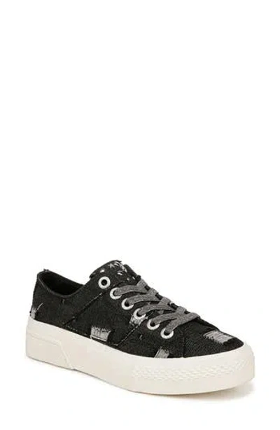 Blowfish Footwear Walk On Platform Low Top Sneaker In Black Distressed Denim