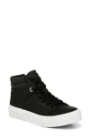 Blowfish Footwear Waverly High Top Sneaker In Black Fabric/faux Leather