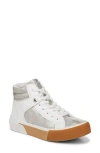 Blowfish Footwear Waverly High Top Sneaker In White Silver Faux Leather