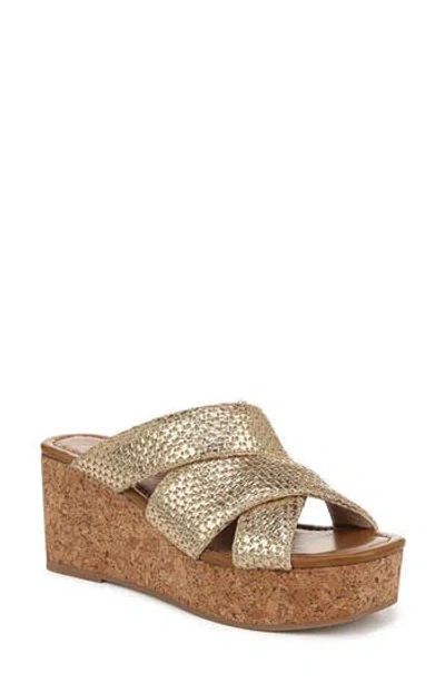 Blowfish Malibu Abi Woven Wedge Sandal In Gold Faux Raffia