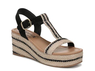 Blowfish Malibu Annika T-strap Espadrille Wedge Sandal In Black