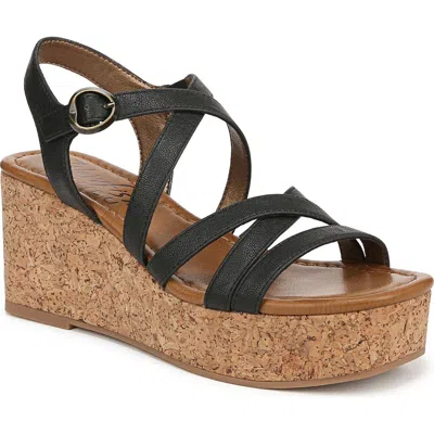 Blowfish Malibu Aurora Strappy Wedge Sandal In Black Faux Leather