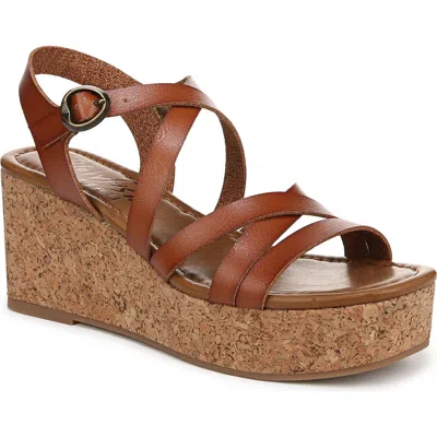 Blowfish Malibu Aurora Strappy Wedge Sandal In Scotch Brown Faux Leather