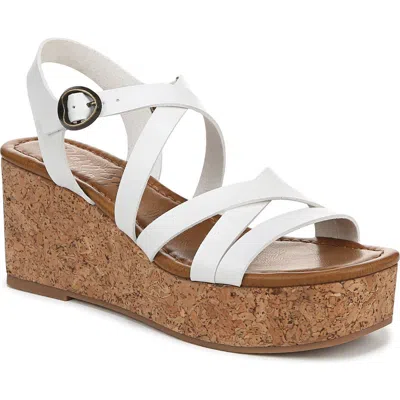 Blowfish Malibu Aurora Strappy Wedge Sandal In White Faux Leather