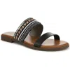 Blowfish Malibu Curtis Embellished Slide Sandal In Black Fabric,faux Leather