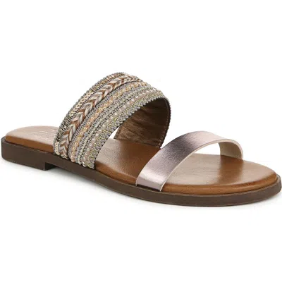 Blowfish Malibu Curtis Embellished Slide Sandal In White Pearl/faux Leather