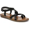 Blowfish Malibu Women's Devon 3 Toe Loop Strappy Flat Sandals In Black Faux Leather