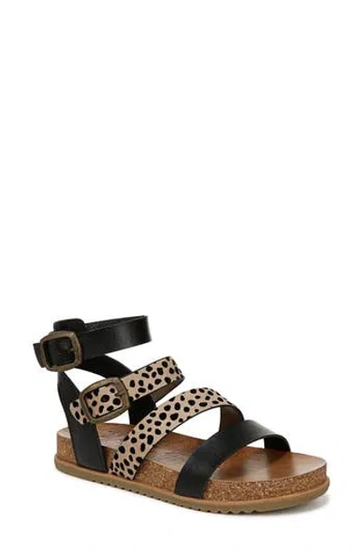 Blowfish Malibu Fancy Ankle Sandal In Black,leopard Faux Leather