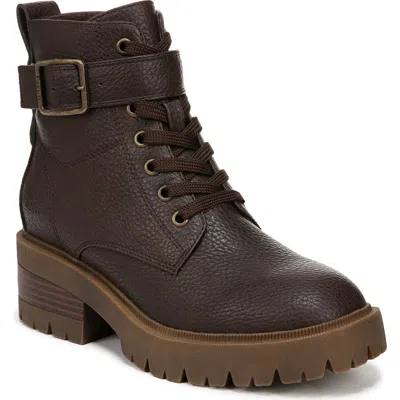 Blowfish Malibu Jagger Lug Combat Boot In Dark Brown Faux Leather