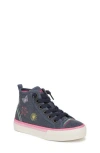 Blowfish Malibu Kids' Cameron High Top Sneaker In Denim Multi Twill Fabric