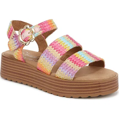 Blowfish Malibu Kids' Journey Platform Sandal In Pink Multi Raffia