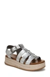Blowfish Malibu Madrid 2 Espadrille Platform Wedge Sandal In Silver Metallic Faux Leather