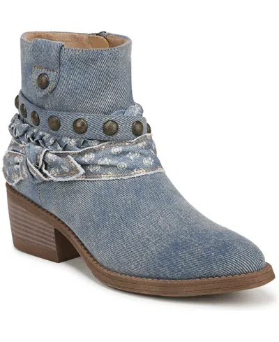 Blowfish Malibu Rally Western Booties In Denim Blue Fabric