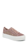 Blowfish Malibu Women's Sadie-sun Embroidered Lace Up Platform Sneakers In Rose Gold Embroidery Canvas
