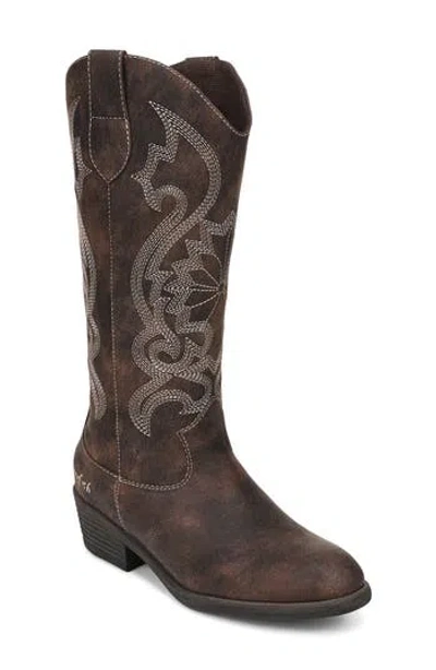 Blowfish Malibu Stutter Faux Leather Western Boot In Brown