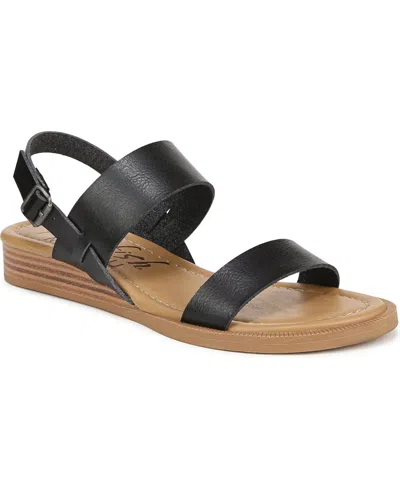 Blowfish Malibu Women's Arcadia Low Wedge Slingback Sandals In Black Faux Leather