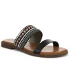 Blowfish Malibu Curtis Embellished Slide Sandal In Black Fabric,faux Leather