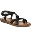 Blowfish Malibu Women's Devon 3 Toe Loop Strappy Flat Sandals In Black Faux Leather